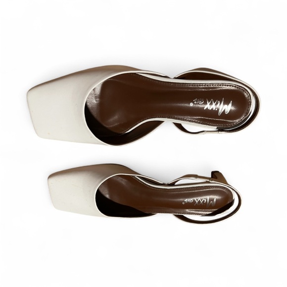 White Square-Toe Slingbacks - Picture 2 of 4